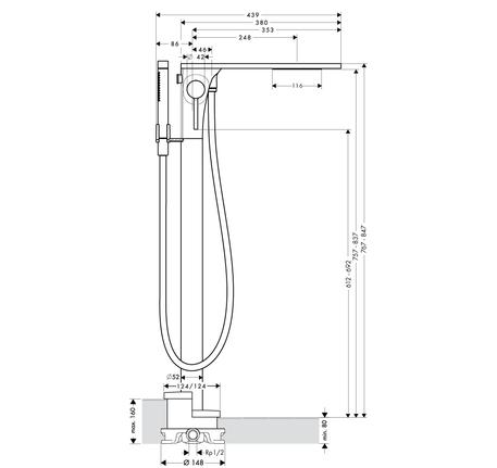 Cây sen tắm âm sàn Massaud 589.29.514